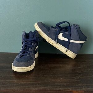 Blue suede Nike high tops
